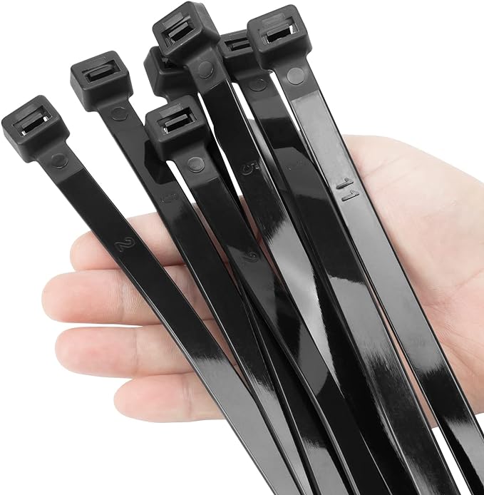 XINGO 16 inch Black Zip Ties Heavy Duty 60 PCS, 250 LBS Ultra Strong Plastic Wire Ties, Large Cable Ties Extra Long Tie Wraps, Indoor and Outdoor UV Resistant