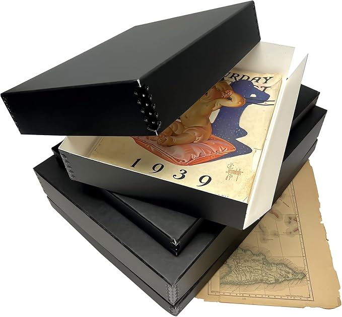 Lineco, 11x14 Black Museum Archival Storage Box, Drop Front Design, 11.75x15.25x3 in, Acid-Free with Metal Edge, Preserves Picture Longevity, Organize Photos Documents, Crafts, DIY, 2 Pack
