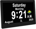 SSYA Dementia Clocks with Day and Date for Seniors,13 Alarms Custom Reminders, Extra Large Digital Calendar Clock for Elderly. (Black)