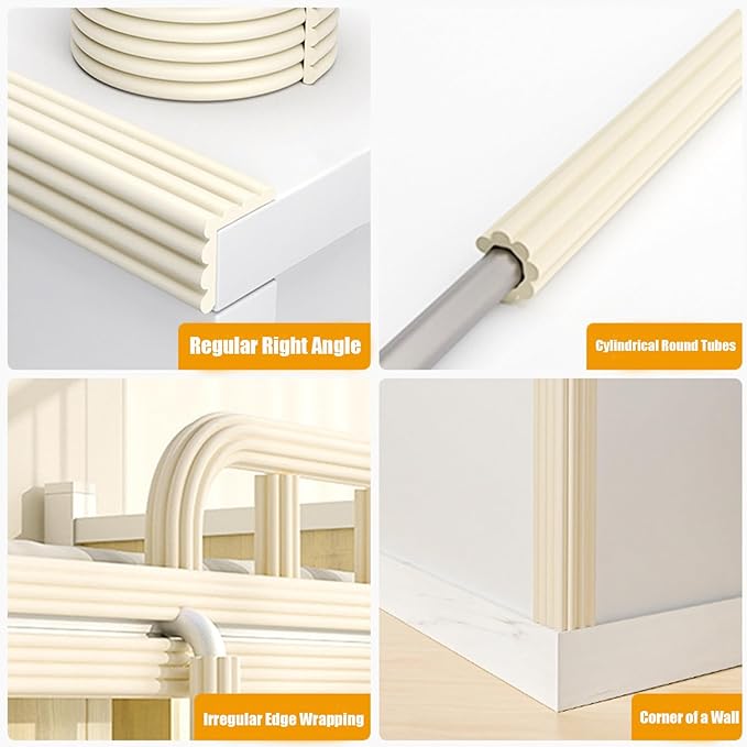 Edge Protector for Baby, Soft Foam Furniture Corner Guards, Desk Edge Cushion, Baby Proofing Bumper for Table, Fireplace - 6.5ft Brown