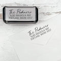 Self Inking Modern Address Stamps | Custom Return Address Stamper (Relaxed Script, Medium)