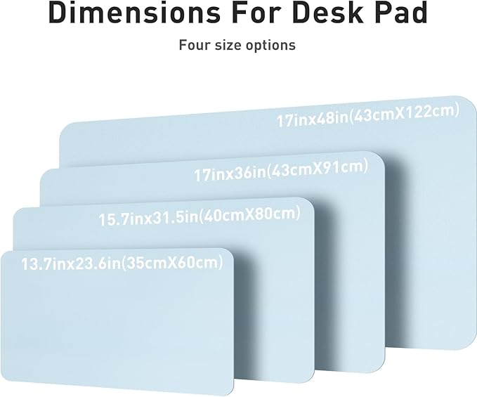 Aothia Leather Desk Pad Protector, Mouse Pad, Office Desk Mat, Non-Slip PU Leather Desk Blotter, Laptop Desk Pad, Waterproof Desk Writing Pad for Office and Home (36" x 17", Baby Blue)