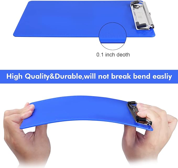 TFDLCG zm 6 PCS Clipboards Bulk with Pen Holder,Standard A4 Letter Size,Plastic Clip Boards 8.5x11 Heavy Duty,Low Profile Clipboard for Men Kids Teacher,Office School Home Work,Blue