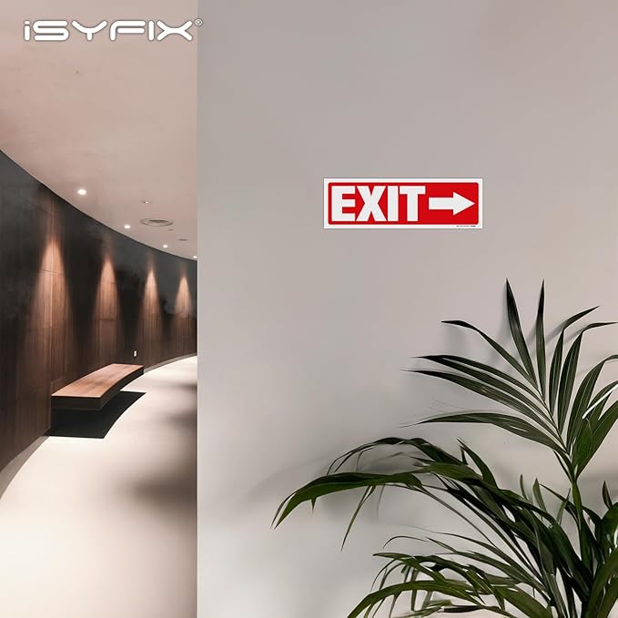 iSYFIX Exit Signs Stickers 2 Pack 12x4 Inch - Laminated Premium Vinyl Directional Right Arrow Signs for Buildings, Office, Workplace, Stores, Schools, Theaters, Parking, Restaurants, Factories