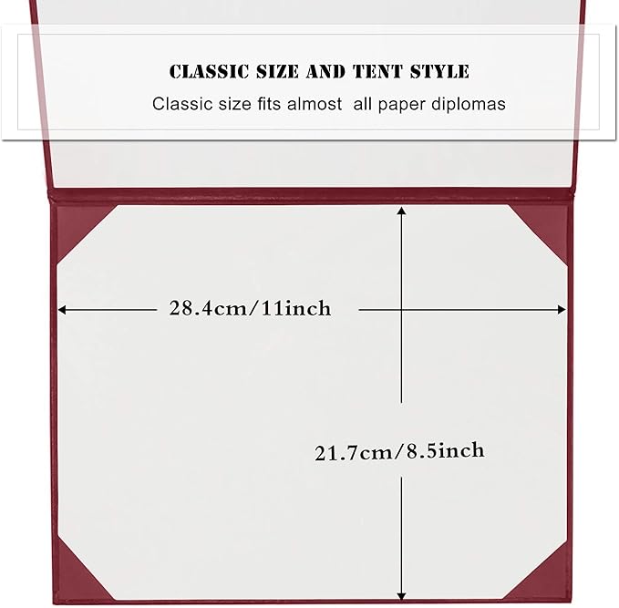 Diploma Cover 8.5” x11” Diploma Holder of Graduation Leatherette Padded Certificate（Tent Style),5-Pack
