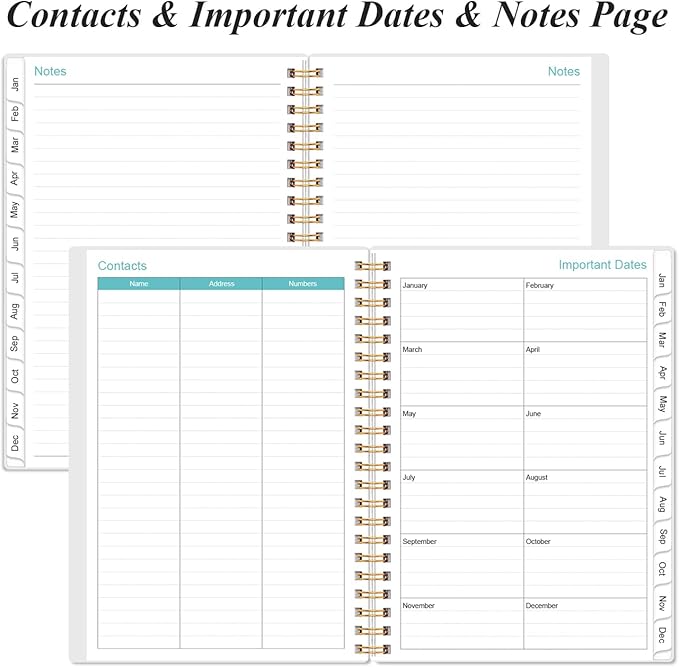 2026 Planner - Planner 2026 from January 2026 - December 2026, Weekly & Monthly Planner Spiral Bound with 12 Monthly Tabs, Inner Pocket, 6.4" x 8.5", Blue Watercolor