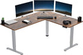 VIVO Electric Corner 63 x 55 inch L-Shaped Standing Desk, Memory Height Adjustment, Rustic Vintage Brown Top Gray Frame, DESK-E3CTGN
