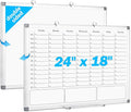 White Board Dry Erase Board for Wall, Magnetic Whiteboard Calendar 24" X 18", Weekly Calendar Whiteboard with Hourly Time Slots, Hanging Double-Sided White Board for Office,School,Home - 1 Pack