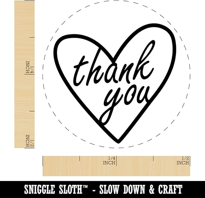 Thank You in Heart Self-Inking Rubber Stamp Ink Stamper for Stamping Crafting Planners - 1/2 Inch Mini - Blue Ink