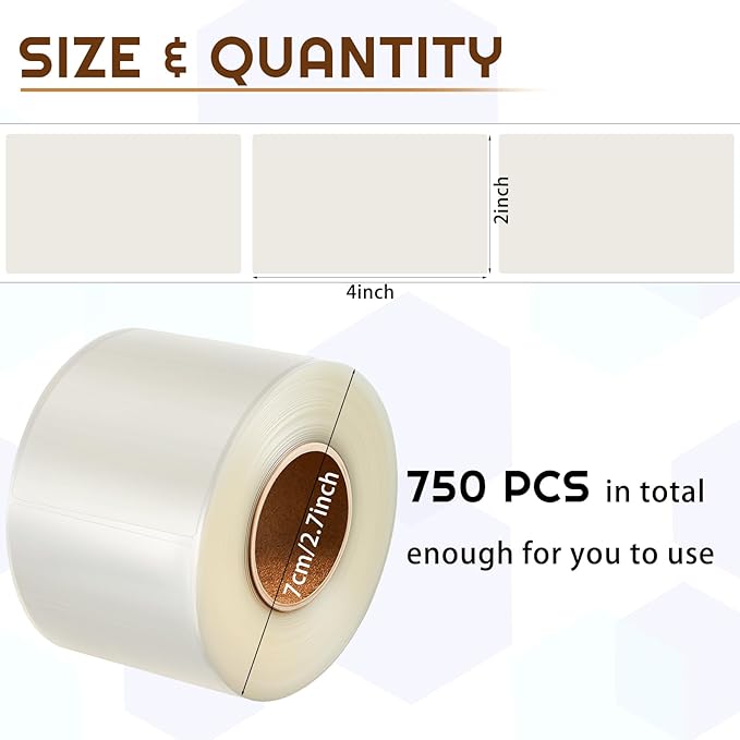 Zonon 2500 Pcs Clear Labels Label Protector Clear Stickers Wafer Seals Waterproof Labels for Protecting Barcodes, Numbers and Stickers (4 x 2 Inch,Rectangle)