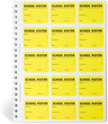 School Visitor Log Book, Spiral-Bound Visitor Badges, Guest Register Book, Carbon Copy - 225 Badges - Neon Yellow