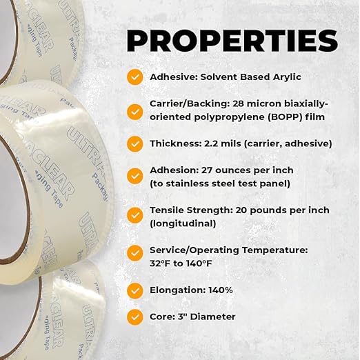 WOD CST22CC Crystal Clear See-Through Packing Tape – 3 inch x 110 yds. for Carton Sealing Mailing, Shipping, and Protection, Label Covering, Lamination, and Outdoor Uses.