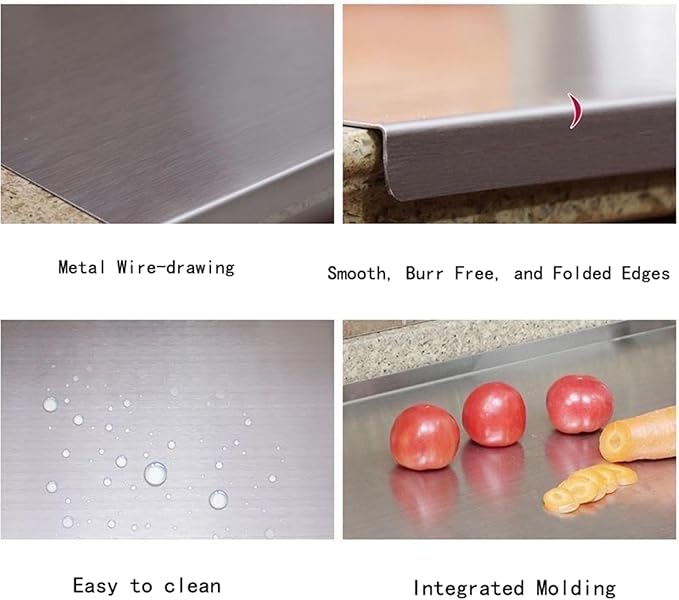 BILLAMB Stainless Steel Cutting Boards for The Kitchen, Suitable for Meat, Fruits, Vegetables, Bread, and Baking Large-sized Cutting Boards (90 x 58cm/35.5 x 22.8 in)