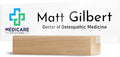 Custom Business Logo Desk Name Plate with Wooden Base - 28 Backgrounds - Custom Name Plate for Desk, Office Decor, Teacher Appreciation Gifts