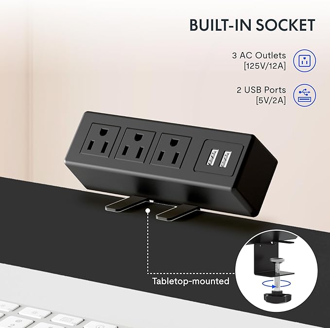 FLEXISPOT EN2 Whole-Piece Standing Desk with Clamp Power Strip, 48 x 30 Electric Stand Up Height Adjustable Desk with Cable Management (Gray Frame + 48" Black Top, 2 Packages)