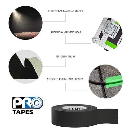 1" Width ProTapes Pro Gaff Premium Matte Cloth Gaffer's Tape With Rubber Adhesive, 50 yds Length x, Fluorescent Pink (Pack of 1)