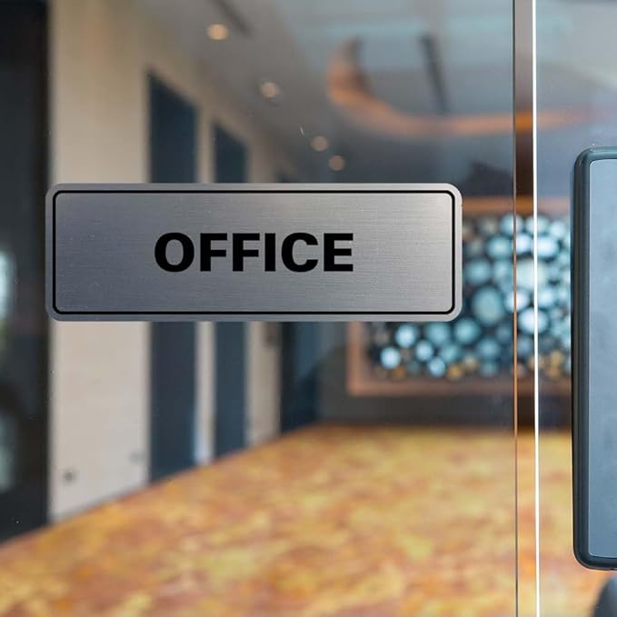 Signs ByLITA Standard Office Sign - Professional Business Signage - Easy to Install (Brushed Silver) - Small 2 Pack