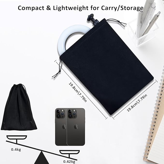 Desk Ring Light with Telescopic Stand, Travel Desktop Hola Light for Phone Selfie Laptop Zoom Video Calls Makeup Tiktok Reels Live Streaming