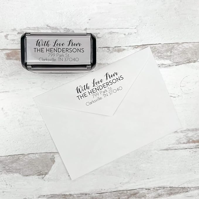 Self Inking Modern Address Stamps | Custom Return Address Stamper (with Love from, Medium)