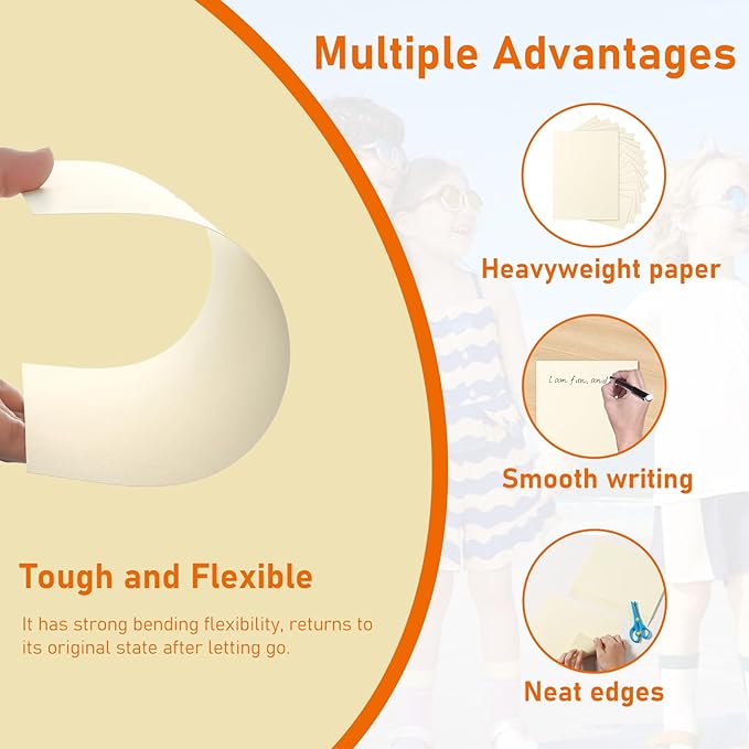 Guakicae 150 Sheets Cream Cardstock 4 x 6 Ivory Paper, 300gsm/110lb Heavyweight Flat Off White Card Stock Art Paper for Card Making, Greeting Cards, Graduations, School Crafting, Invitations