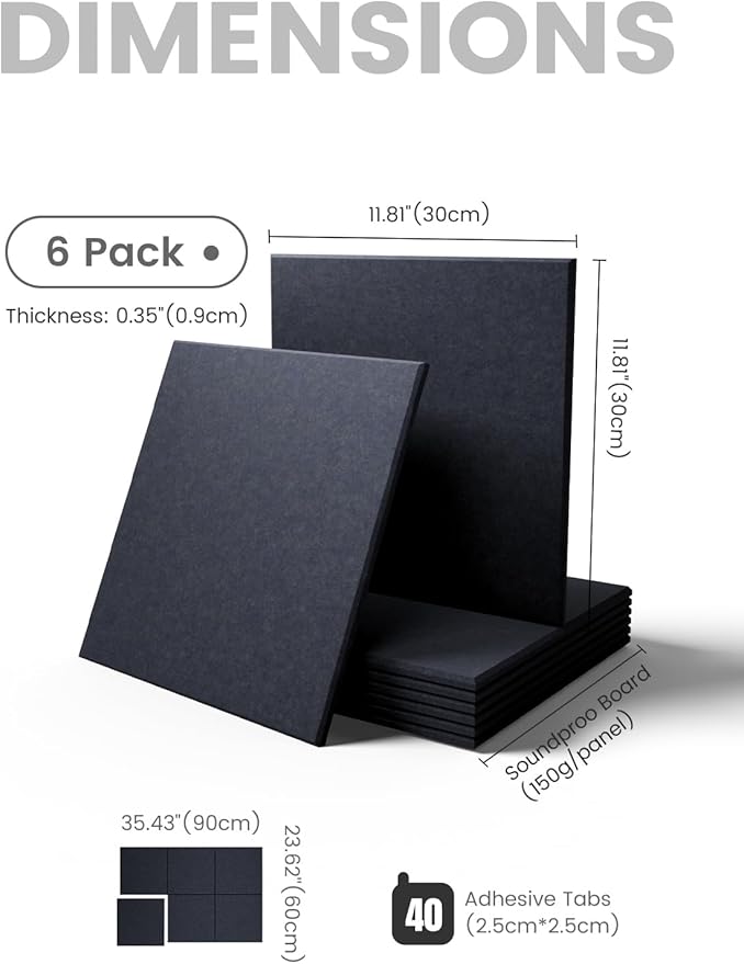 Fluxynara Large Felt Bulletin Board 36" x 24" Cork Board Alternative-6 Pack with 40 Safe Removable Adhesive Tabs, Cork Boards for Walls Cork Board for Home Office Classroom Pin Board-Navy Blue