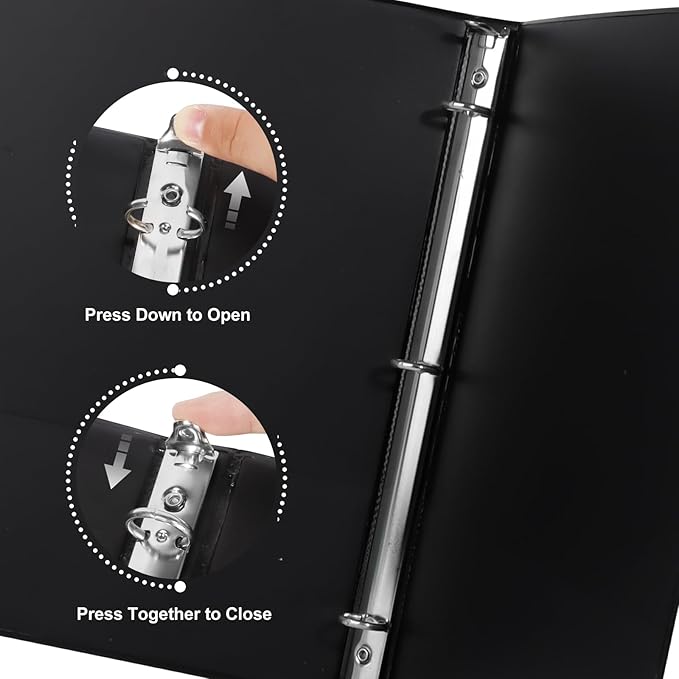 CIXILDTS 2-inch Round Ring Binder, Durable 2" 3 Ring Binder Fit Letter Size Paper, Black, 36-Pack
