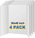 VinTS 36" x 48" Large Trifold Poster Board,4 Pack White Corrugated Foldable Project Boards for Science Fair, School Projects,Photo Displays