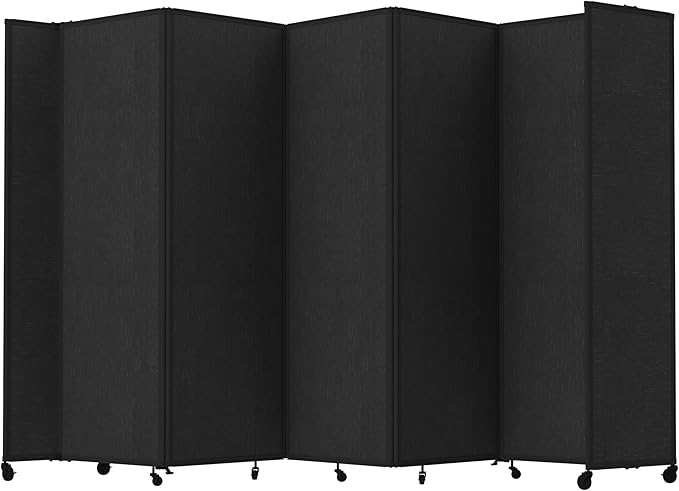 Versare Room Divider 360 Portable Wall Partition | Folding Panels | Large Freestanding Divider | Locking Wheels | Temporary Room Separator