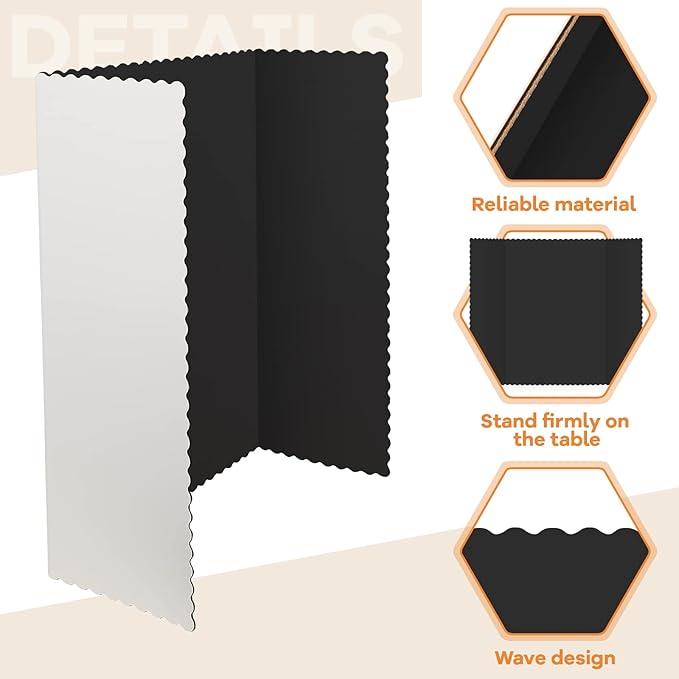 Henoyso 12 Pcs 36 x 48 Inch Black Trifold Poster Board Large Tri Fold Presentation White Display Board Foldable Paperboard for Science Fair School Business Project Exhibition