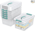 Loiycg 6 Pack Plastic Latching Box with Handle, 12 Quart Clear Lidded Storage Bin