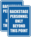 Portrait Round Backstage Personnel Only Beyond This Point Door or Wall Sign Easy Installation | Music | Concert | Festivals Sign (Blue) - Small (2 Pack)