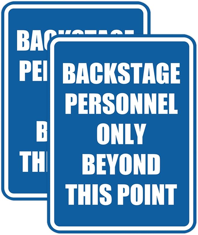 Portrait Round Backstage Personnel Only Beyond This Point Door or Wall Sign Easy Installation | Music | Concert | Festivals Sign (Blue) - Small (2 Pack)