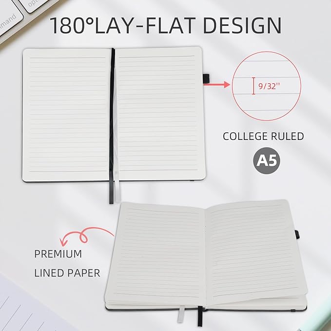 OnMove Notebooks Journal for Women Men 12 Pack Leather Hardcover with Pen Holder A5 160 Pages 100 GSM Thick Paper for Work School Lined Pink