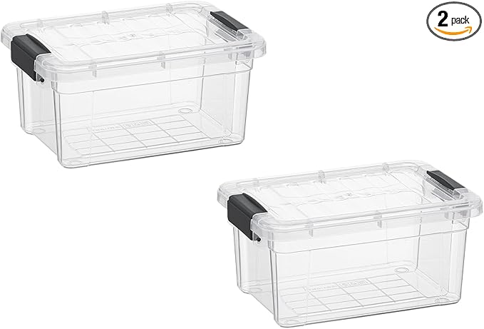 Superio Mini Storage Container Plastic Crayon Box Art Supplies and Sewing Case Stackable Clear Small Organizer for Beads, Stationery, Chalk, and Food, 1.05 Quart, 2 Pack
