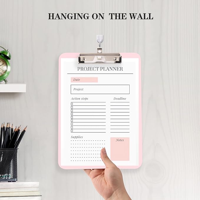 TFDLCG zm 4 PCS Pastel Colored Clipboards,Plastic Clipboard with Pen Holder,Letter Size A4,Cute Clip Boards 8.5x11 Heavy Duty,Hanging Clipboards for Women Kid Teacher,School Office Home Work