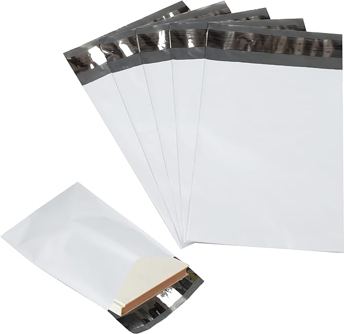 50 Pack Secure Seal White Poly Mailers Shipping Bags - Safe Shipping with 24x24 Mailers Poly Bags - E-Commerce Poly Bags for Shipping - Self Sealing 2 Mil Poly Shipping Envelopes