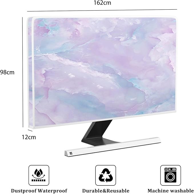 Baocicco Violet Marble Waterproof 70 Inch TV Dust Cover Anti-Static Dustproof Abstract Creative Desigen Television Accessories TV LCD Screen Texture TV Decoration for LED LCD OLED TVs