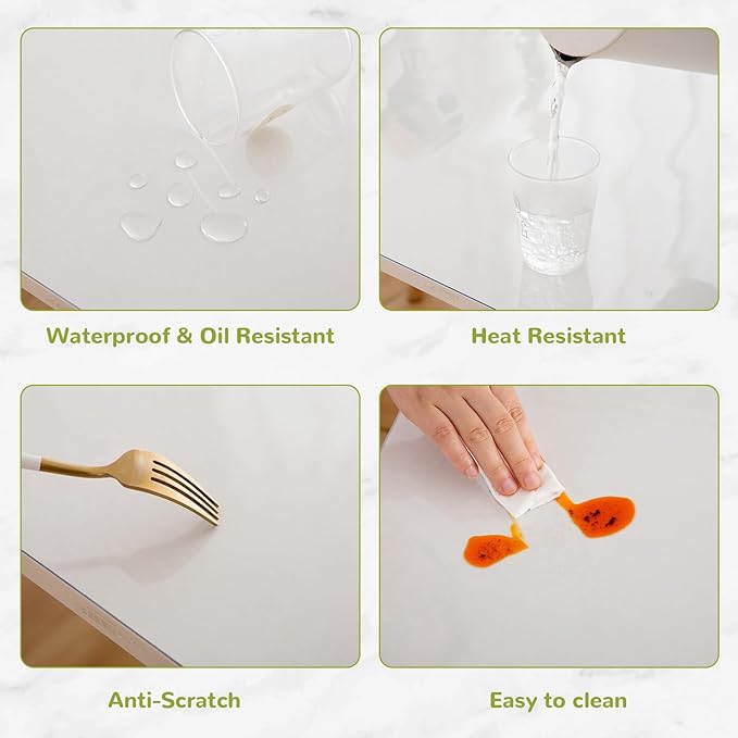 Eisdroma 48 x 90 Inch Clear Table Cover Protector, Clear Table Protector for Dining Room Table, 1.5mm Plastic Table Cover, Waterproof Table Pad for Kitchen, Office