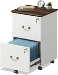 DEVAISE File Cabinet 2-Drawer, Small Office Furniture with Lock, Rolling Under Desk Filing Cabinet for Home Office, White