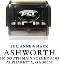 PrettySweetParty Self Inking Return Address Stamp - Custom 4 Line Personalized Address Stamp for Envelopes, Wedding Invitations, Business, Mailing Labels, Black Ink (All Serif)