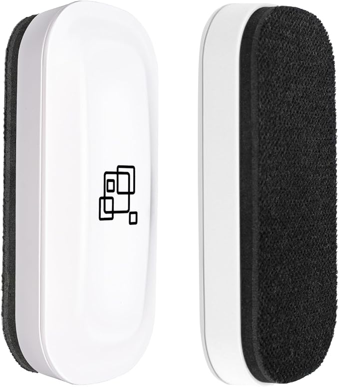 Maxtek Magnetic Dry Erase Eraser, 2 Pack, for Glass Board, Calendar, Whiteboard, Office and School Supplies (Pure White)