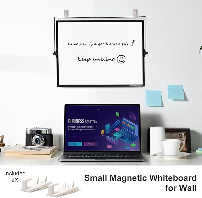 TSJ OFFICE Dry Erase White-Board - 12 X 16 Inches Portable Small Magnetic Whiteboard with Hooks for Wall, Mini Desktop Whiteboard 360 Degrees Revolving Double Sided Stand for Office, Home, School