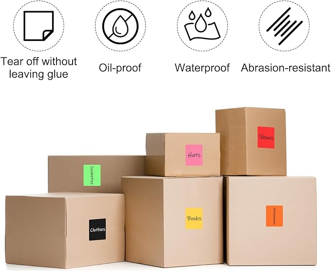PATIKIL 2 x 3 Inch Rectangle Inventory Color Coding Labels 1 Roll, Square Self-Adhesive Inventory Label Stickers for Office Home Organization Name Tags, 250 Per Roll, Red