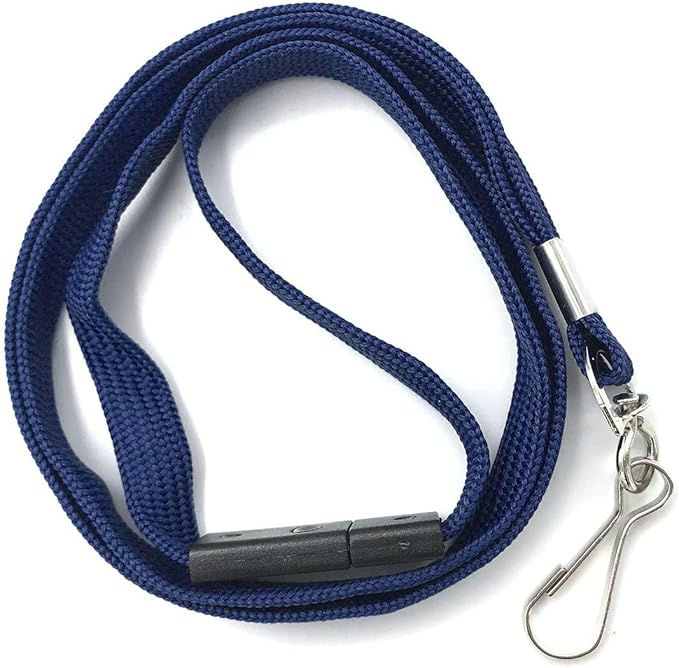 Bird Fiy Lanyards Safety Black Lanyards Neck Flat Premium Breakaway Badge Lanyard with J-Hook for ID Nametag Badge Holder (Navy Blue, 25 PCS)