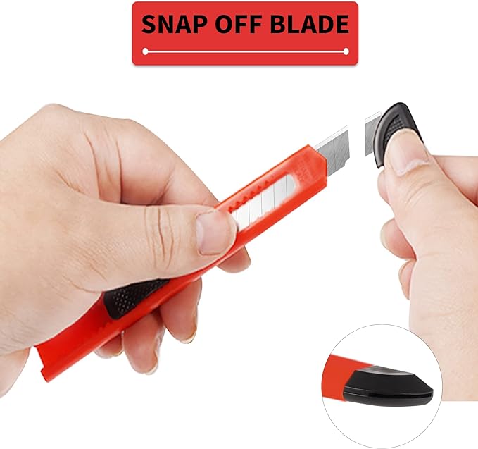 24Pack Box Cutters (9MM Wide Blade Cutter 4 Color) Utility Knife Retractable Compact Extended Use for Office, Home, Arts Crafts, Hobby