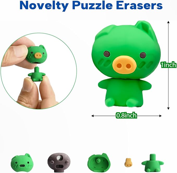 Gomimeor 35 Pcs Animal Erasers for Kids, Pencil Erasers Bulk, Cute Animal Erasers for Classroom Prizes and School Supplies, Assorted Colors