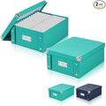 2 Pcs Checks Storage Box with Lid Document Boxes Banker Boxes Lake Green Document Bin Snap Close Receipt Box Storage Foldable Cardboard Record Boxes For Files Orangize Books Files Envelope 12"x10"x5"