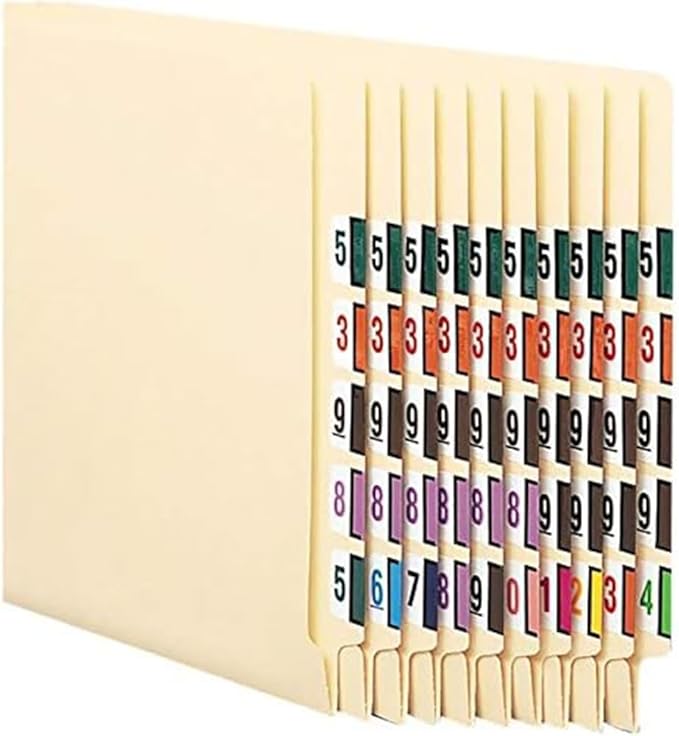 File Right Number Labels Roll – Color-Coded Numeric Filing Labels, 1-5/8" × 7/8" Laminated Self-Adhesive File Folder Numbers for, Office Filing Systems, Automotive Records – Roll #2, 2 Roll