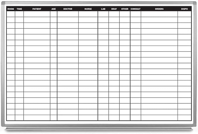 ER Dry-Erase Hospital Whiteboard 48" x 36"