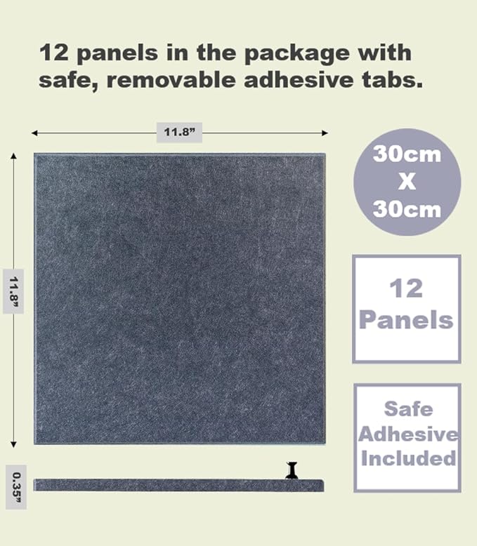 DECORITA Blue Felt Bulletin Board 47"x35" | Large Cork Pin Board Alternative for Office, Home & Classroom | Felt Wall Tiles (12-Pack) | Blue Classroom Decor Office Supplies | Denim Blue